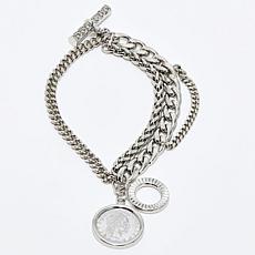 Bellezza Bronze Multi-Chain Lira Charm Toggle Bracelet