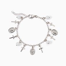 Bellezza Bronze Religious Charm Motif & Stone Bracelet