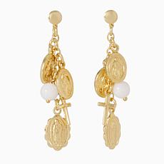 Bellezza Bronze Religious Charm Motif & Stone Dangle Earrings