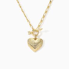 Bellezza Bronze White Topaz Heart Toggle Necklace