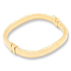 Bellezza Goldtone Hammered Square Hinged Bangle