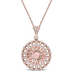 Bellini 14K Rose Gold Moganite and Diamond Pendant