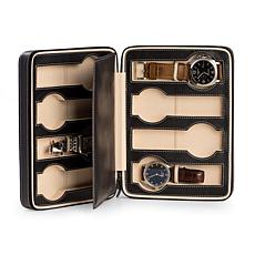 Bey-Berk Black Leather 8 Watch Storage and Travel Case