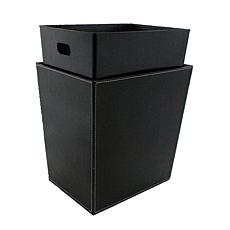 Black and White Stitched Waste Paper Basket with Liner