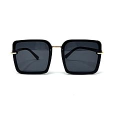 Bold Geometric Polarized Sunglasses with Gold Bridge