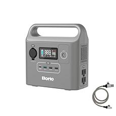 BORIO 60,000mAh Power Station w/AC & USB Outlets, Light, 3-in-1 Cable
