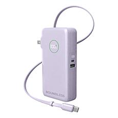 Boundless 10,000 mAh Power Bank w/AC Plug & Retractable Type-C Cable