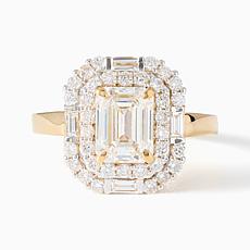 Bright Halo Lab Grown Diamond 2.40 cttw Double Halo Emerald Cut Rin...