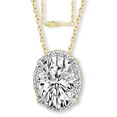 Bright Halo Lab Grown Diamonds 14K Gold 3/4ctw Halo Pendant with Chain