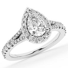Bright Halo Lab Grown Diamonds 1.5ctw Pear-Cut 10K Halo Ring