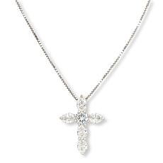 Bright Halo Lab Grown Diamonds 1ctw Cross Pendant Necklace