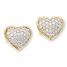 Bright Halo Lab Grown Diamonds .45ctw Pavé Heart Stud Earrings
