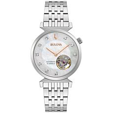 Bulova Stainless Steel Women's Diamond-Accented Automatic Watch