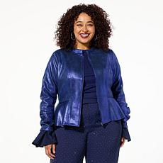 C Wonder by Christian Siriano Metallic Knit Ruffle Jacket