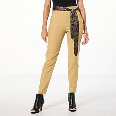 C Wonder by Christian Siriano Performance Stretch Knit Scarf Belt Pant