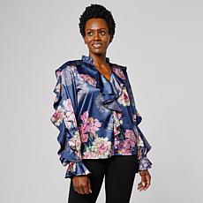 C Wonder Chiffon Drama Ruffle Blouse