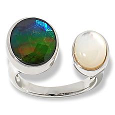 Canadian Ammolite Gems Sterling Silver Ammolite & Mother-of-Pearl Ring