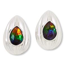 Canadian Ammolite Gems Sterling Silver Pear-Shape Ammolite Earrings