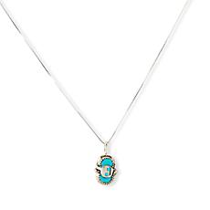 Chaco Canyon 2-Stone Turquoise Snake Pendant with 18" Box Chain