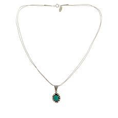 Chaco Canyon Campitos Turquoise Beaded Oval Pendant with Chain