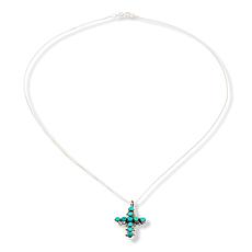 Chaco Canyon Campitos Turquoise Cross Pendant with  18" Chain