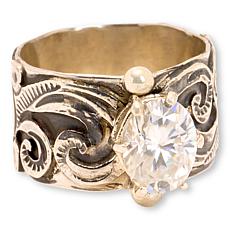 Chaco Canyon Handcrafted 1.3ct Moissanite Etched Wide Band Ring