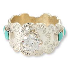Chaco Canyon Handcrafted Moissanite and Turquoise Ring