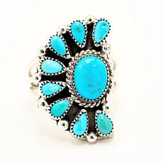 Chaco Canyon Handcrafted Silver Sleeping Beauty Turquoise Ring