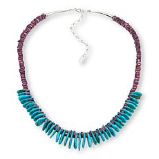 Chaco Canyon Kingman Turquoise and Spiny Oyster Shell Beaded Necklace