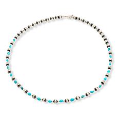 Chaco Canyon Sleeping Beauty Turquoise Bead Navajo "Pearl" Necklace