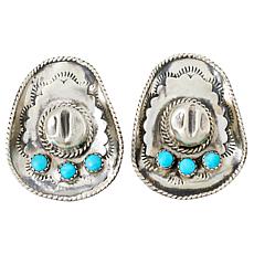 Chaco Canyon Sleeping Beauty Turquoise Cowboy Hat Stud Earrings