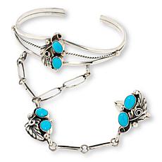 Chaco Canyon Sleeping Beauty Turquoise Princess Leaf Cuff and Ring