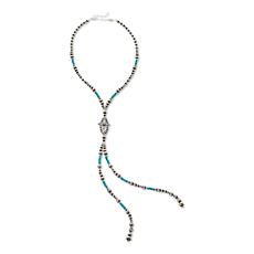 Chaco Canyon Sterling Silver and Turquoise Bead Lariat Necklace