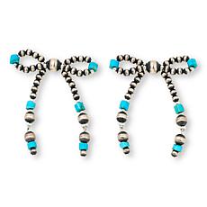 Chaco Canyon Sterling Silver Bead and Turquoise Bow Design Earrings