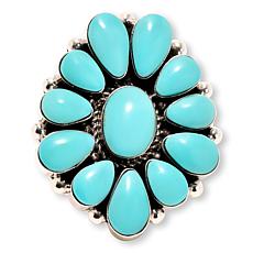 Chaco Canyon Sterling Silver Campitos Turquoise and Coral Cluster Ring