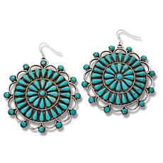 Chaco Canyon Sterling Silver Campitos Turquoise Cluster Drop Earrings