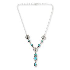 Chaco Canyon Sterling Silver Campitos Turquoise Lariat Necklace