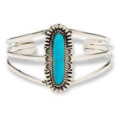 Chaco Canyon Sterling Silver Elongated Oval Kingman Turquoise Cuff