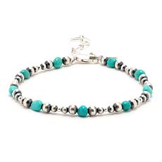 Chaco Canyon Sterling Silver Kingman Turquoise Bead Bracelet