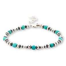 Chaco Canyon Sterling Silver Kingman Turquoise Bead Bracelet