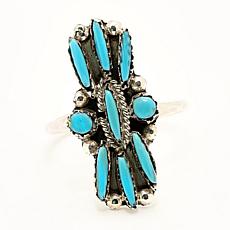 Chaco Canyon Sterling Silver Needlepoint Turquoise Ring