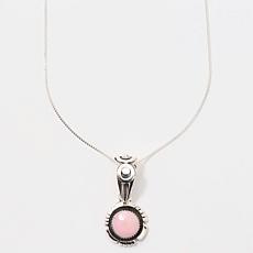 Chaco Canyon Sterling Silver Pink Conch Circle Pendant with 18" Chain