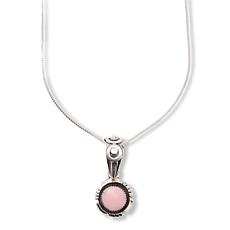 Chaco Canyon Sterling Silver Pink Conch Circle Pendant with 18" Chain