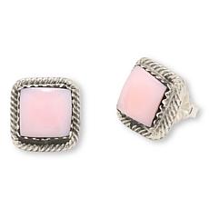 Chaco Canyon Sterling Silver Pink Conch Shell Square Stud Earrings