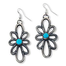 Chaco Canyon Sterling Silver Sleeping Beauty Turquoise Flower Earrings