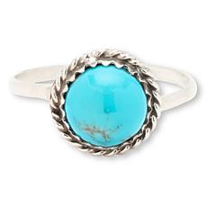 Chaco Canyon Sterling Silver Sleeping Beauty Turquoise Round Ring