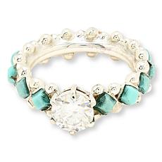 Chaco Canyon Sterling Silver Turquoise and Created Moissanite Ring