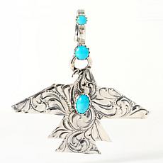 Chaco Canyon Sterling Silver Turquoise Thunderbird Charm/Pendant