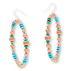 Chaco Canyon Turquoise & Copper Bead Hoop Drop Earrings