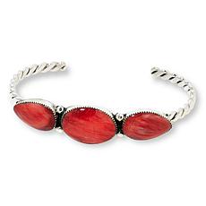 Chaco Canyon Turquoise or Red Spiny Oyster Shell 3-Stone Cuff Bracelet